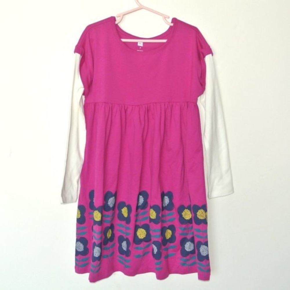Tea Collection Layered Sleeve Graphic Dress Bouquet